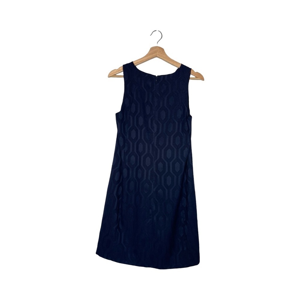 Banana Republic Sleeveless Diamond Jacquard Shift Dress Deep Sea Blue - Size 4 - Picture 5 of 11